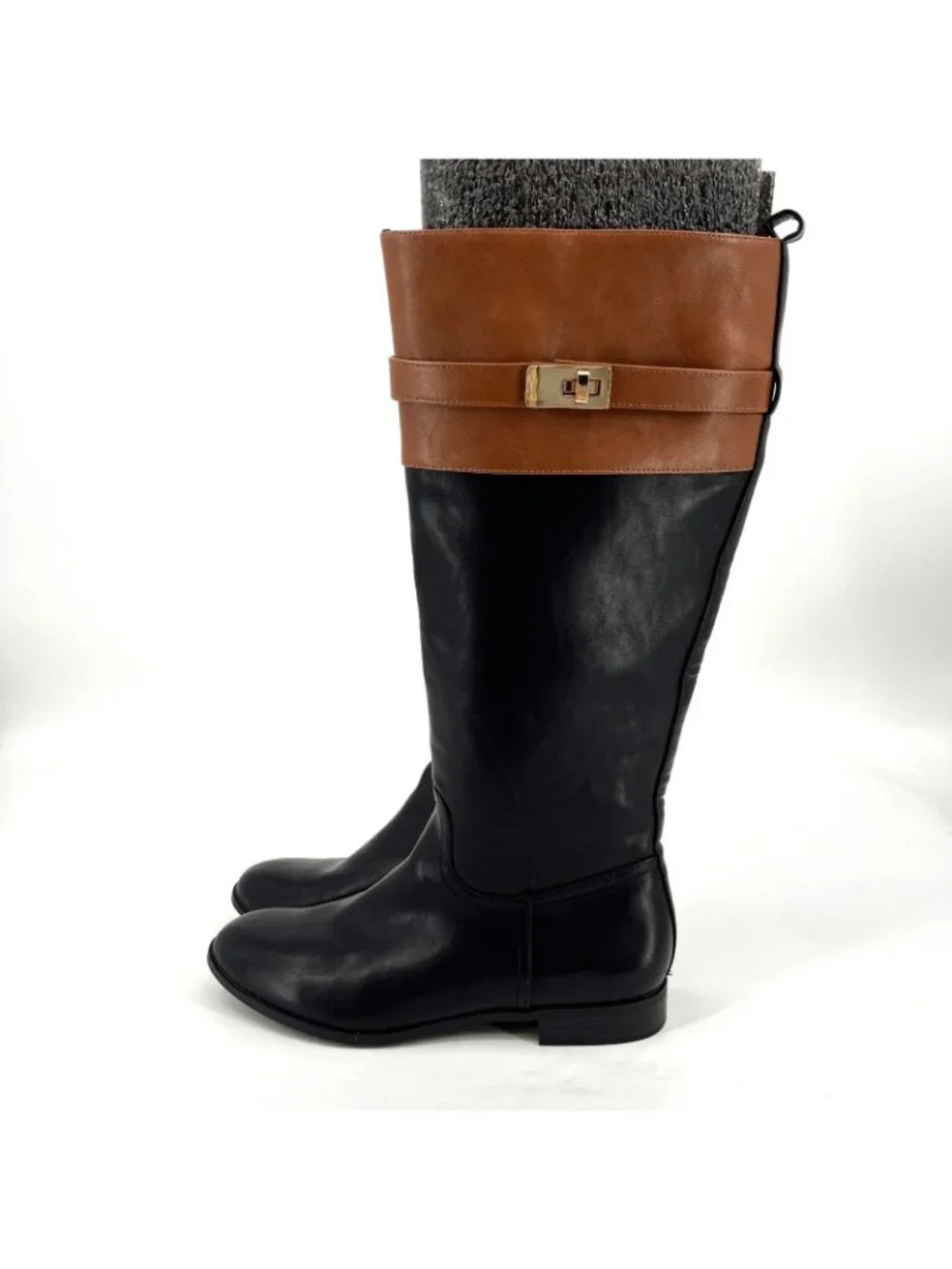 Giani Bernini Taharahh Riding Boots Black Brown 10M Faux Leather Memory Foam